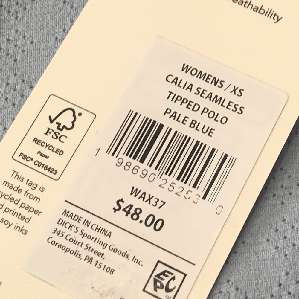 Calia Women's Seamless Tipped Polo in Pale Blue NWT - Picture 7 of 12
